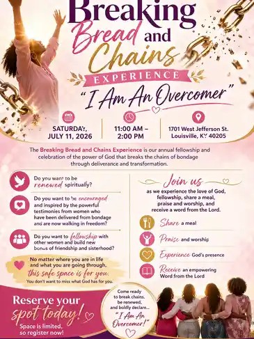 Breaking Bread and Chains Experience event details flyer.